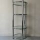 Round tubular bookcase in chrome and glass, 1970 design