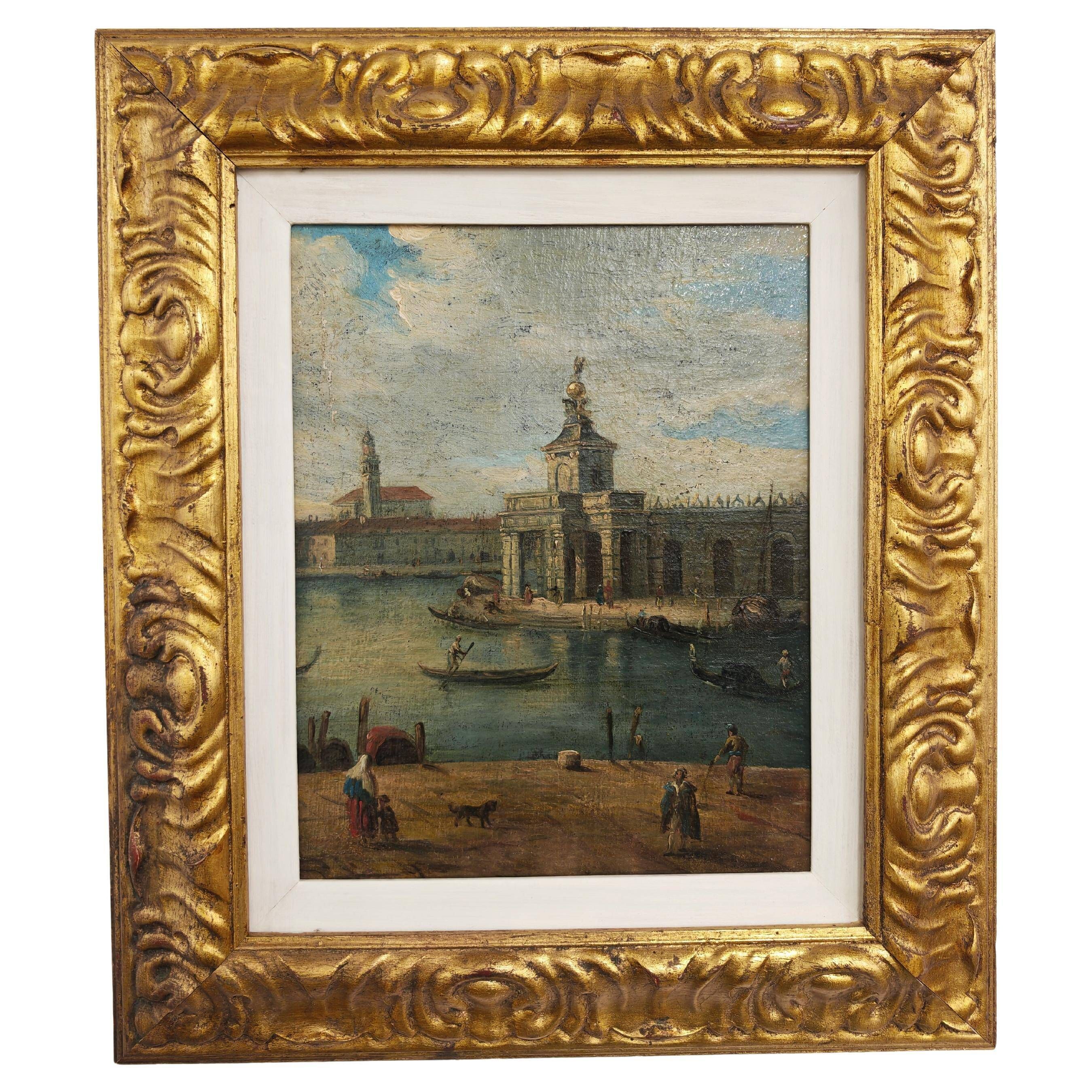 Venice Dogana, Oil on Canvas, Venetian School, style of Francesco Guardi