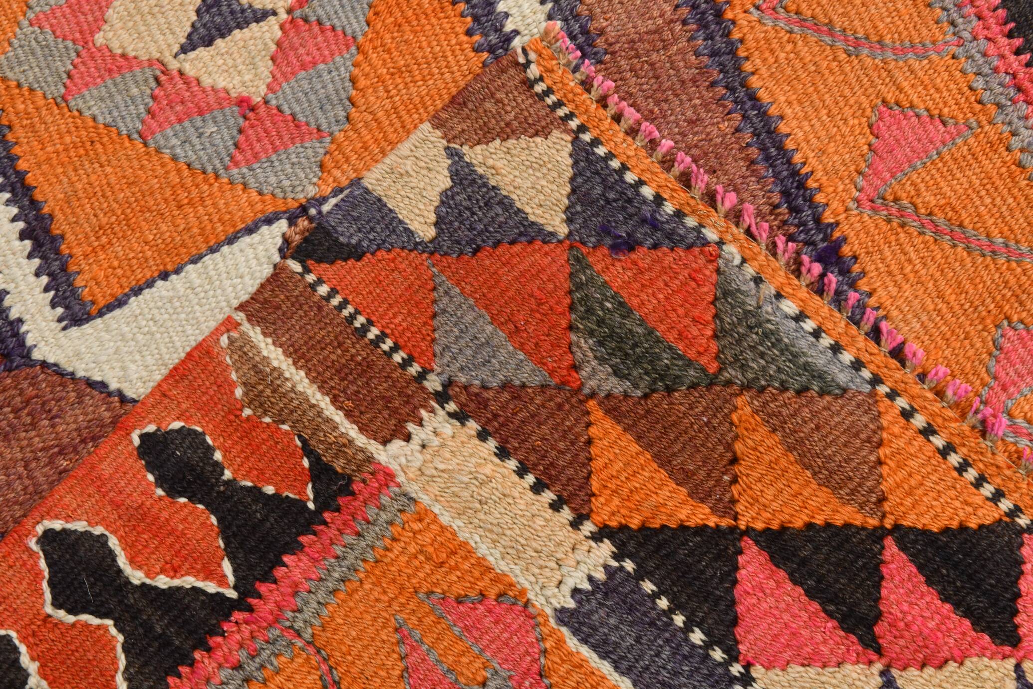 3x11 Orange & Brown Kilim Runner Rug, 88x330Cm