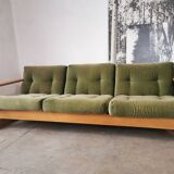 Scandinavian velvet and wood sofa