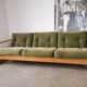 Scandinavian velvet and wood sofa