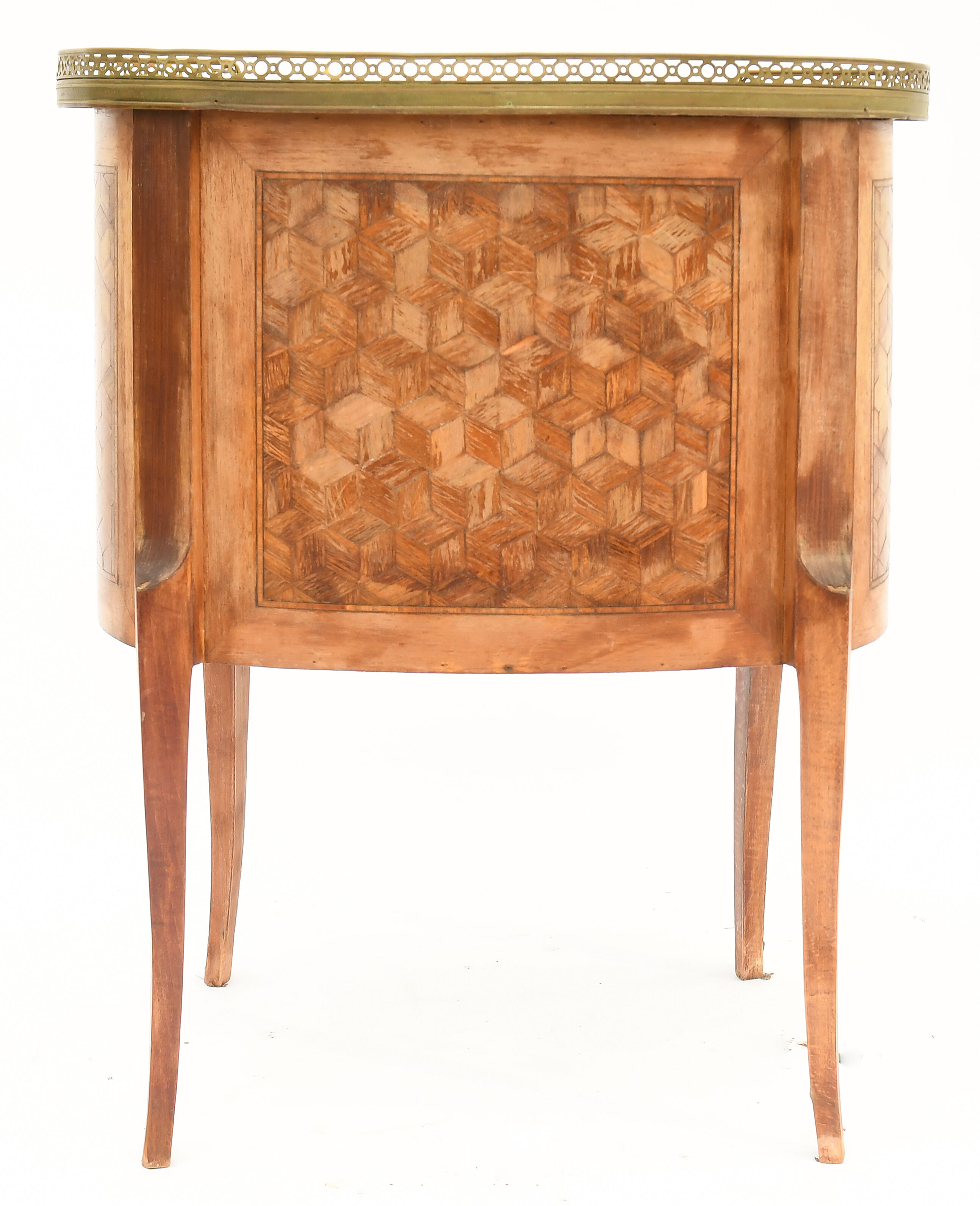 Transition style marquetry kidney chest of drawers