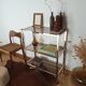 Bookcase furniture gilded and smoked glass vintage 70s Rochebobois