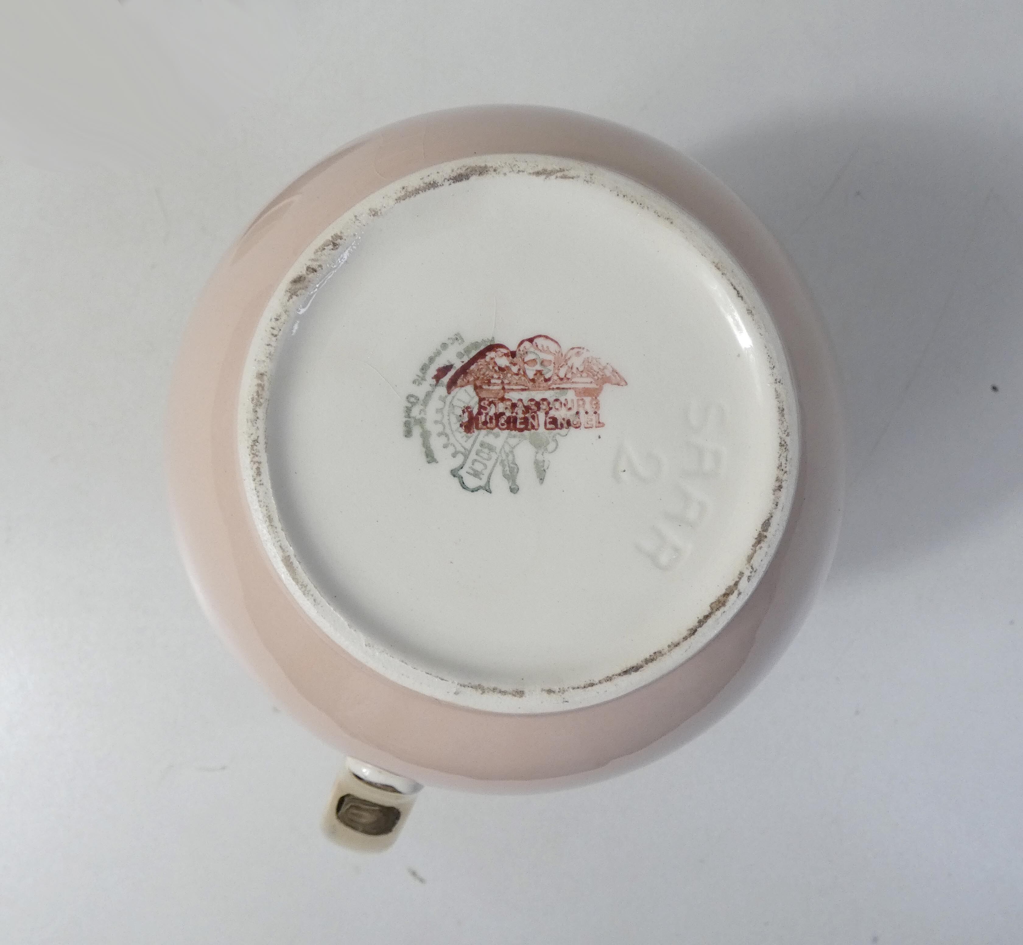 Villeroy & Boch teapot pink and gold signed Lucien Engel