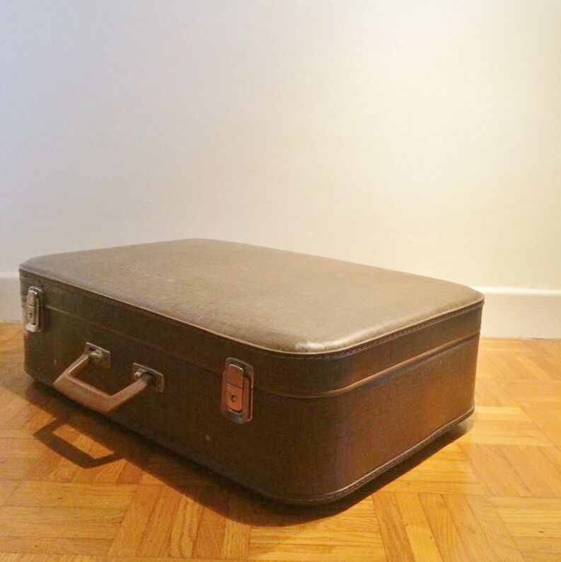 Large cardboard suitcase rigid vintage