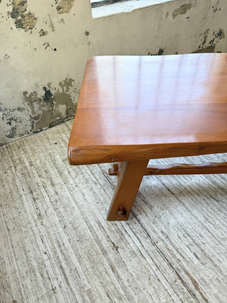 Aranjou farmhouse table in blond elm, 1950s
