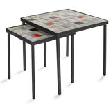 Mado jolain suite of two nesting tables ceramic and metal h : 42 l : 41 p : 41 cm