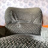 Set of 2 gray and green velvet armchairs