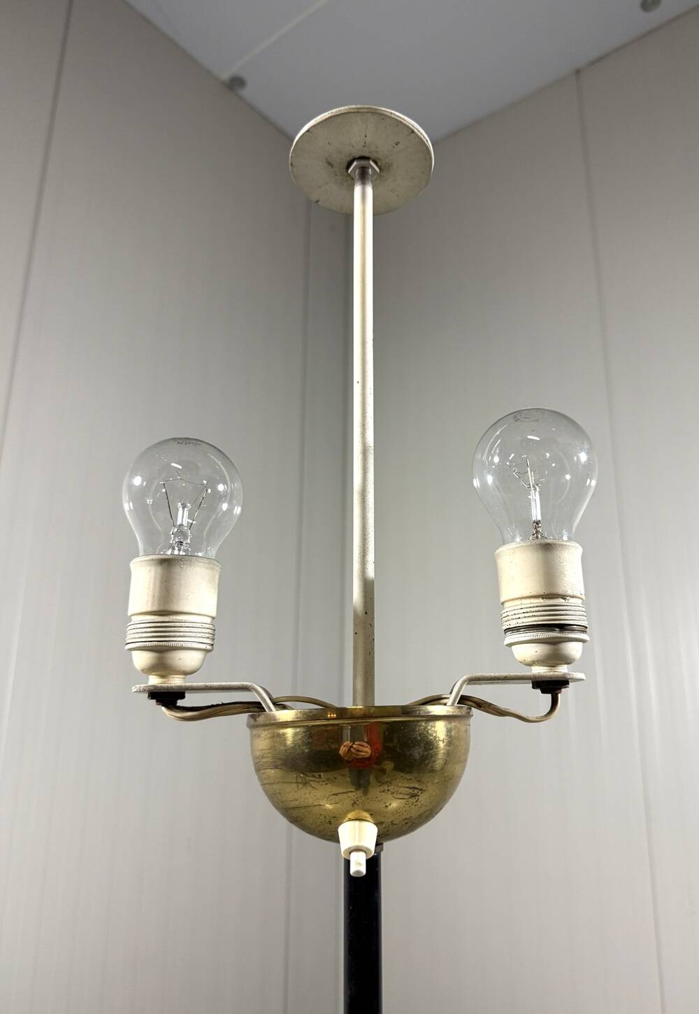 Austrian brass floor lamp pleated lampshade 1940-50’s