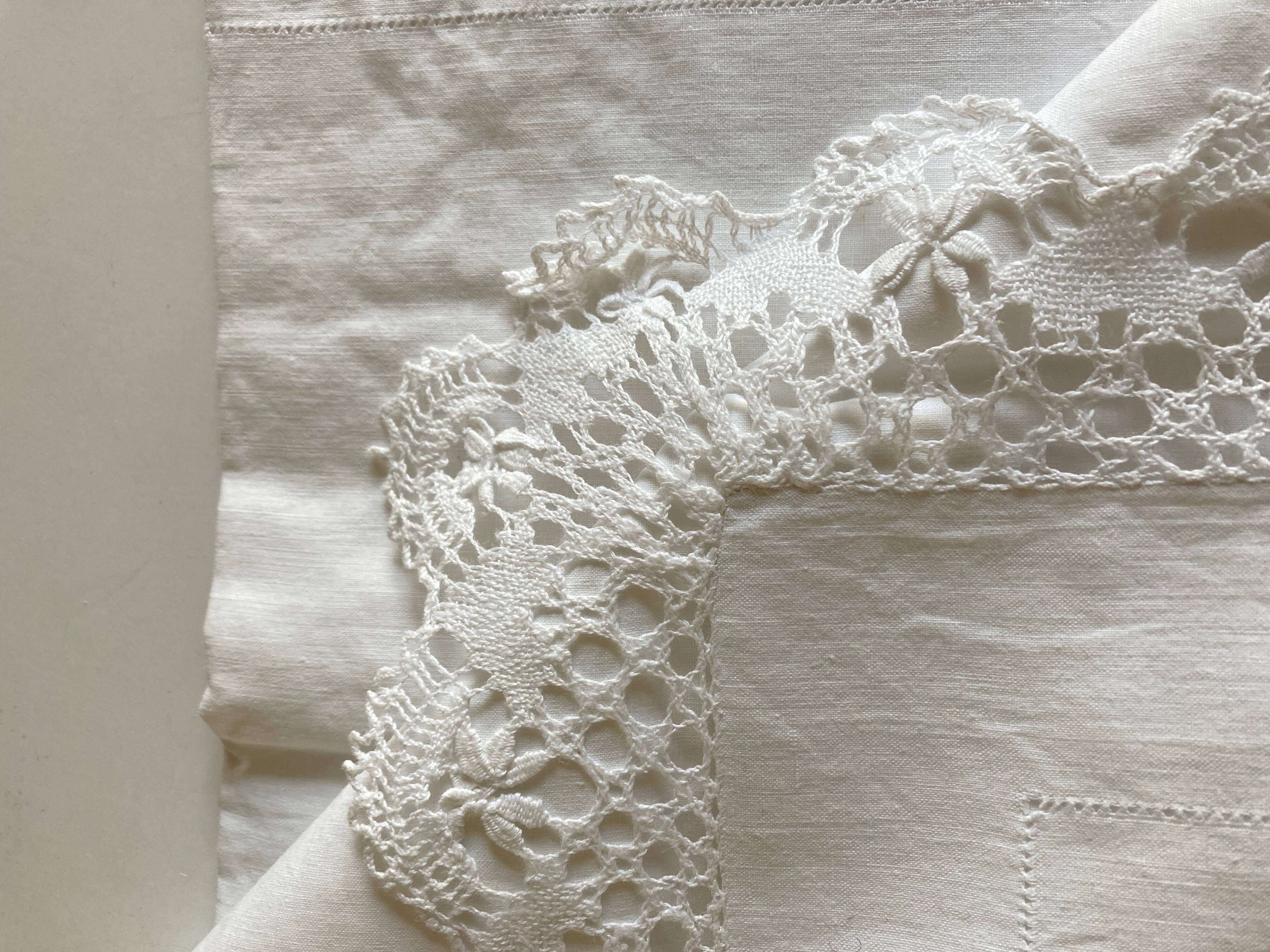Pair of embroidered 19th linen linen pillowcases