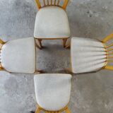 Set of 4 chairs Baumann bistro skaï beige 1970, light oak