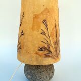 Granite lamp with triskell grave lampshade resin inclusion flowers 1960