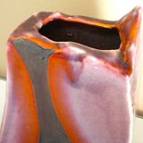 Raku ceramic vase, brutalist, gilded, design by Tony Evans