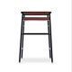 Set of 3 contemporary bar stools, cognac leather, black rubber metal.