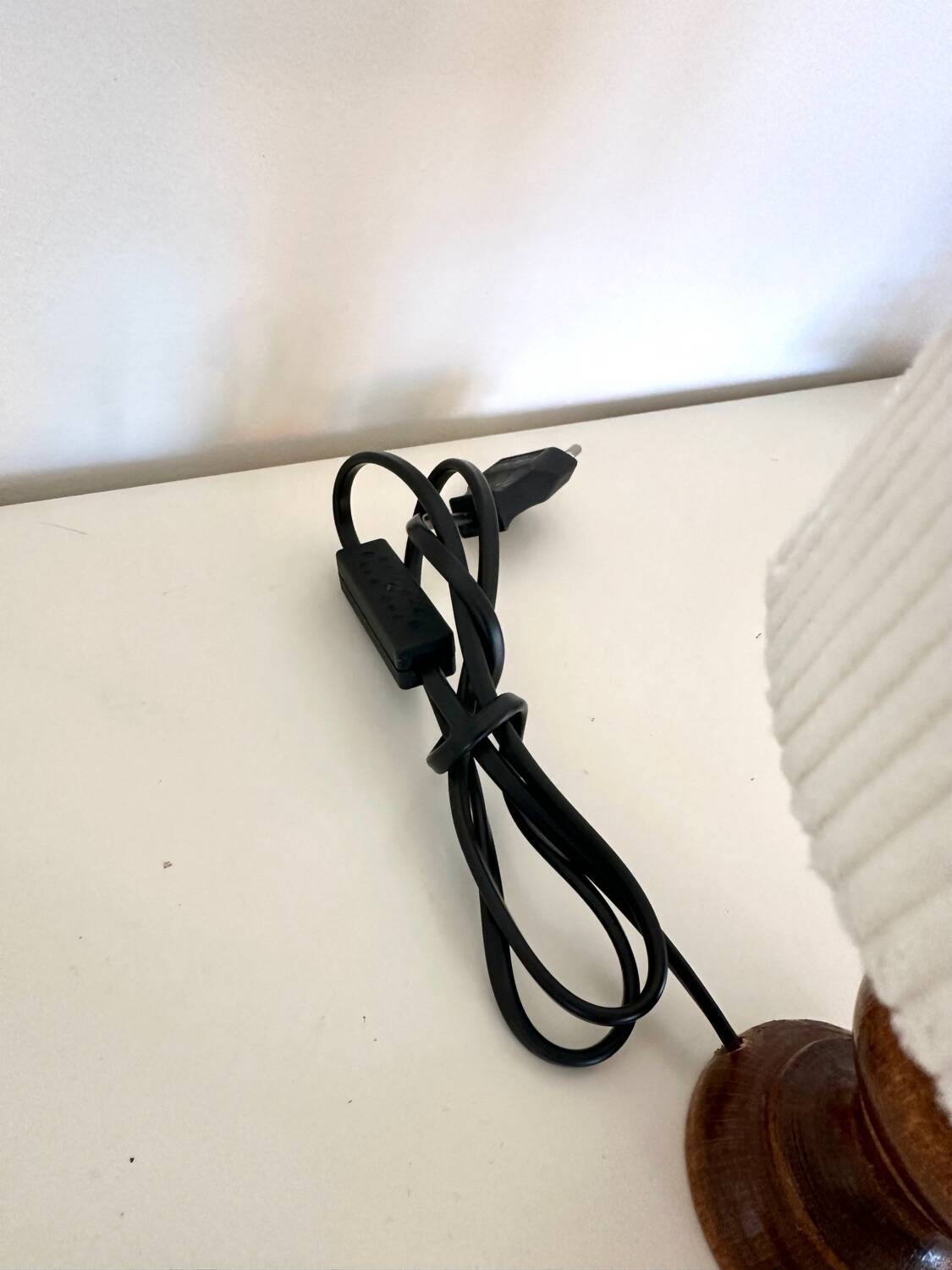 Wooden and velvet lamp