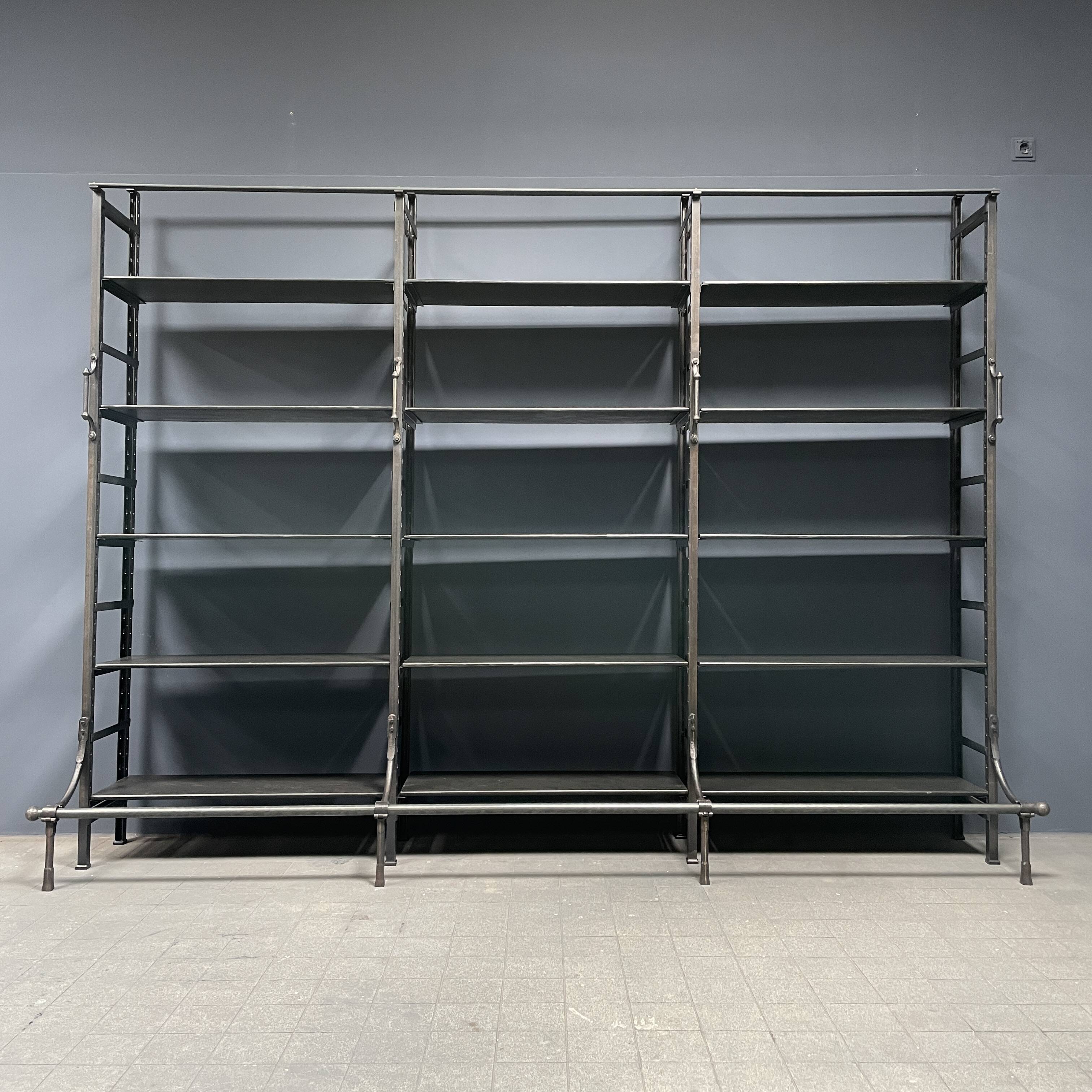 Industrial Iron Library Wall Shelving Cabinet