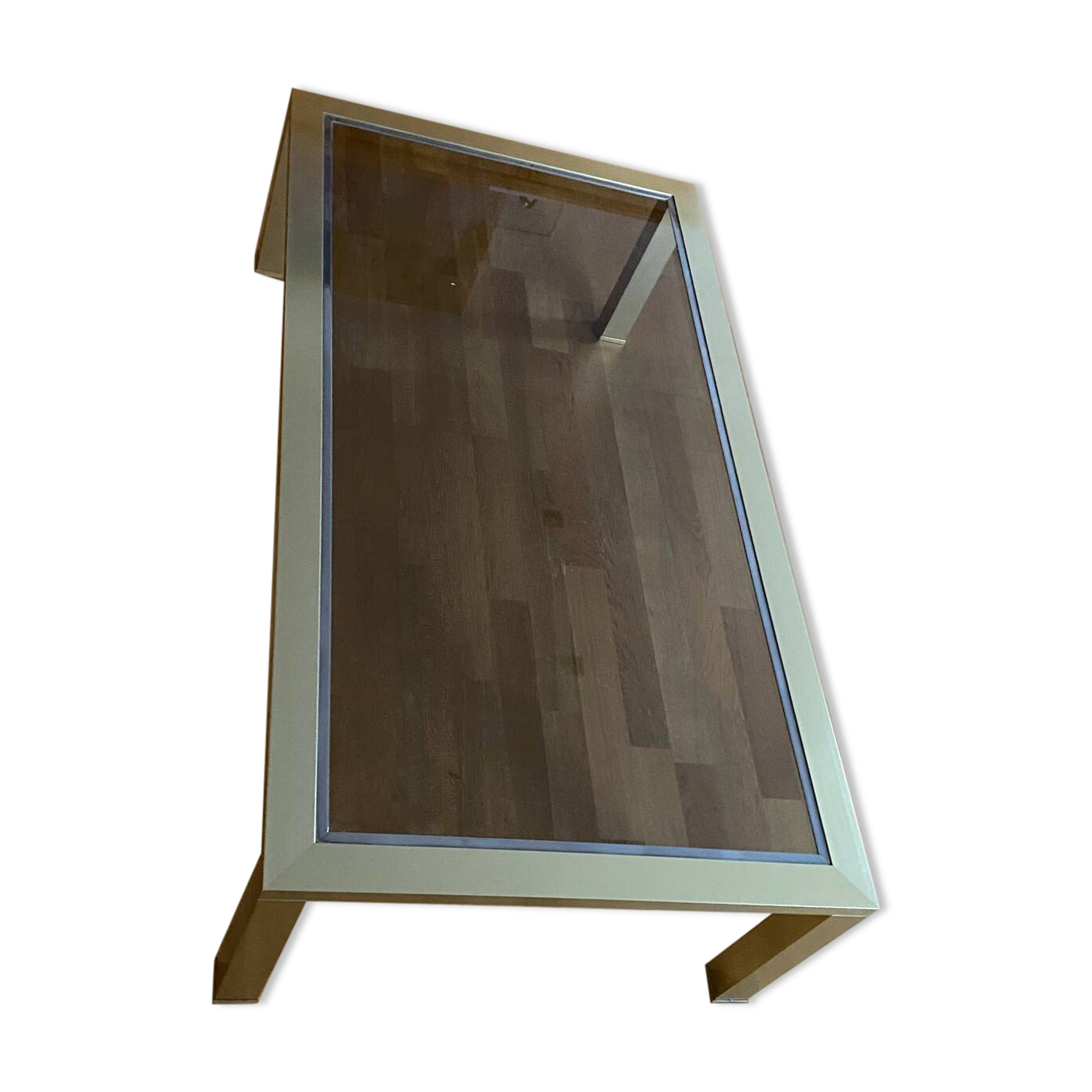 Vintage XXL coffee table (130cm) - Brass & Glass - 1970s