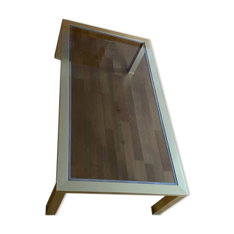 Vintage XXL coffee table (130cm) - Brass & Glass - 1970s