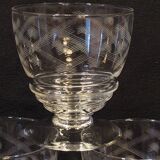 10 old port wine glasses in engraved art deco chiseled crystal