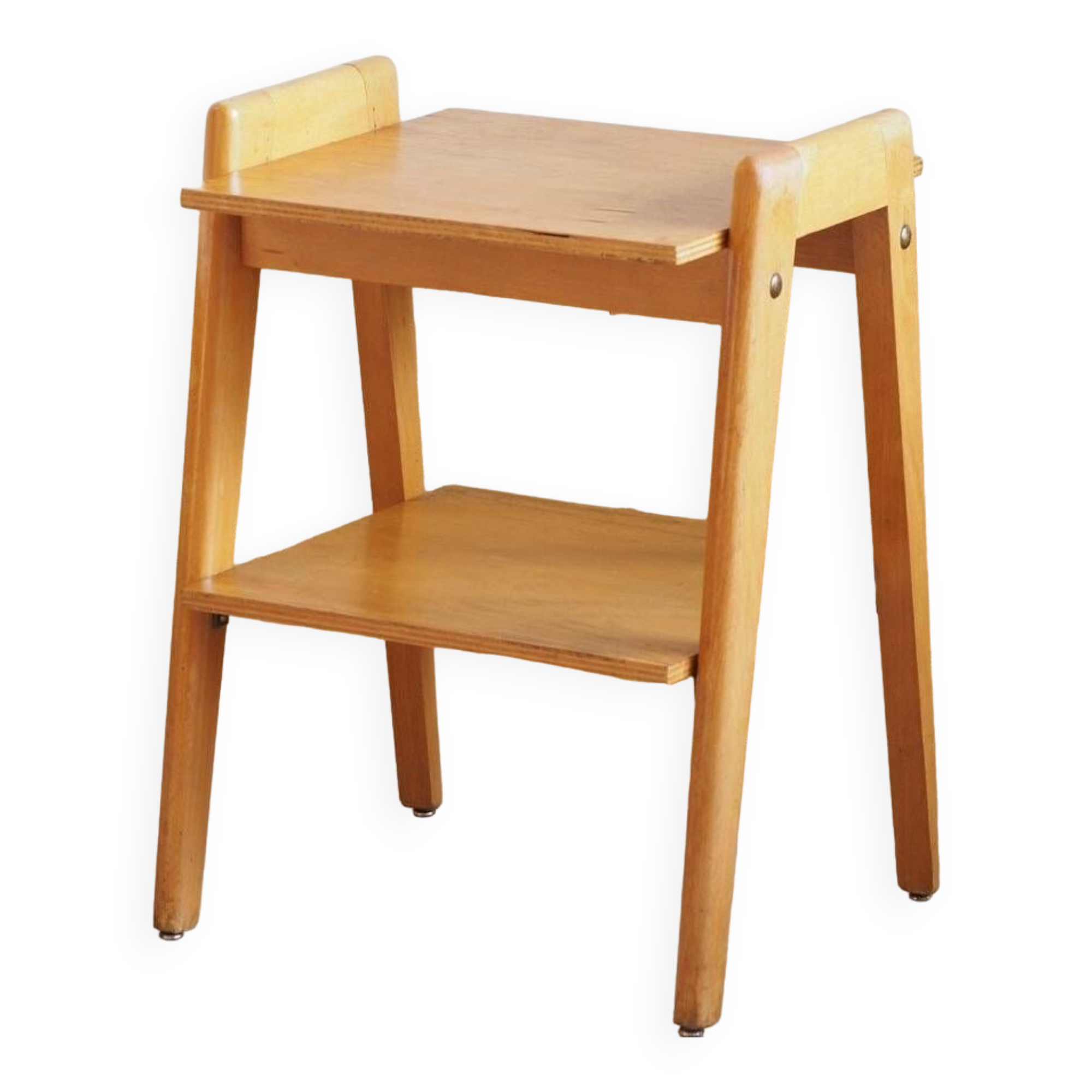 Bedside or side table with compass legs.