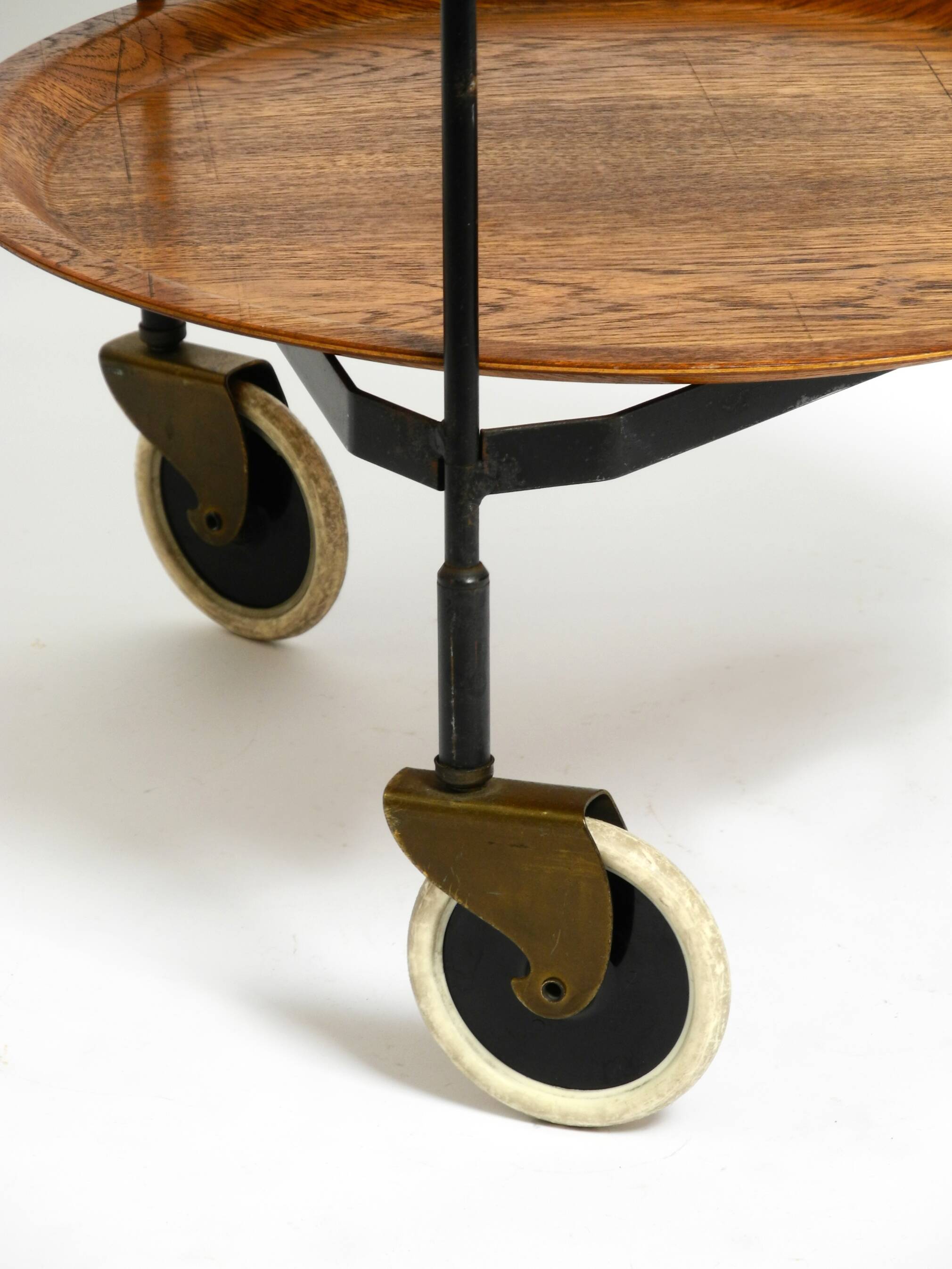 Folding Mid Century serving trolley with removable teak pagwood trays