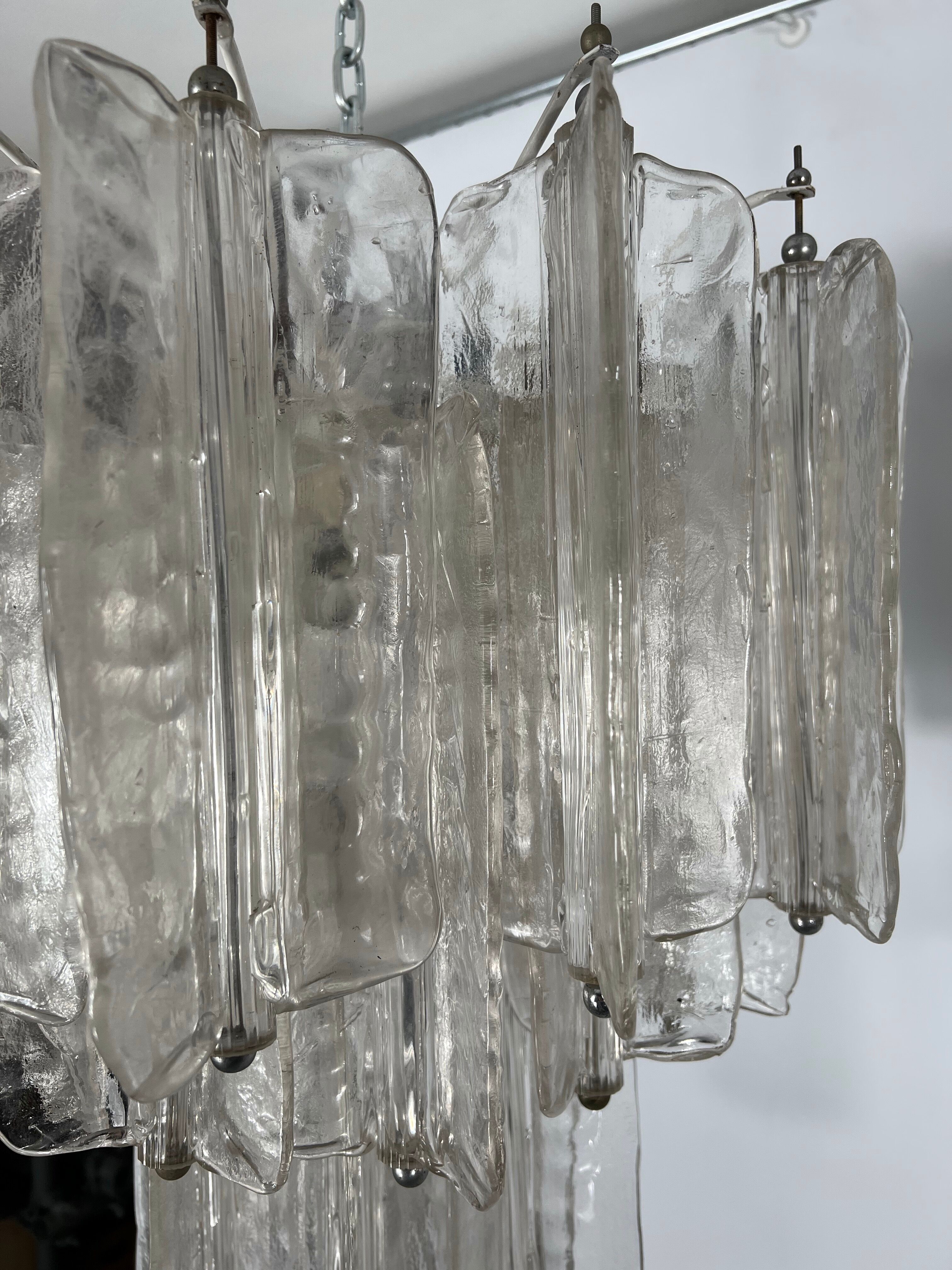 Pair of Murano glass chandeliers by Toni Zuccheri for Venini