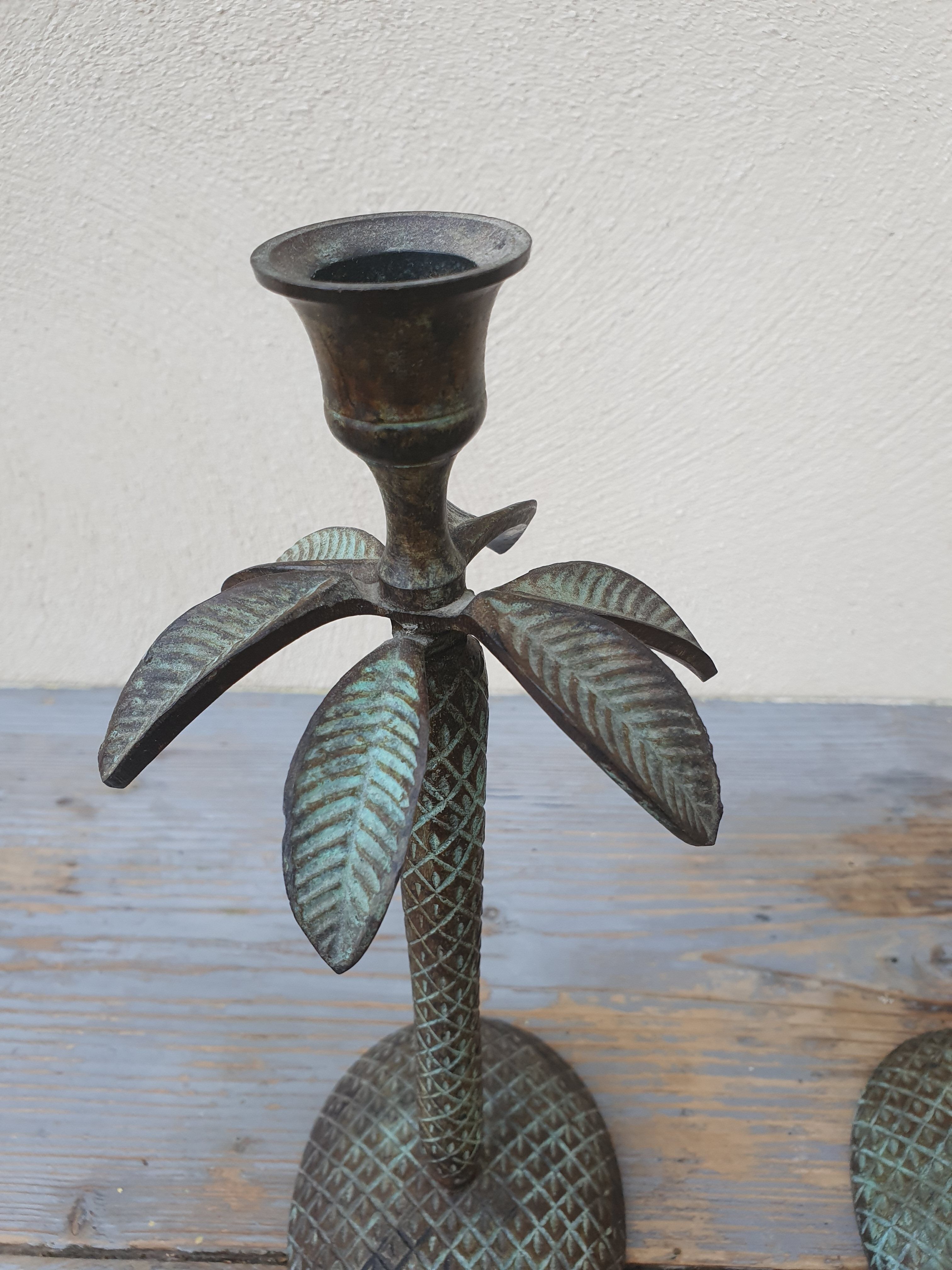 Pair of palm candle holders