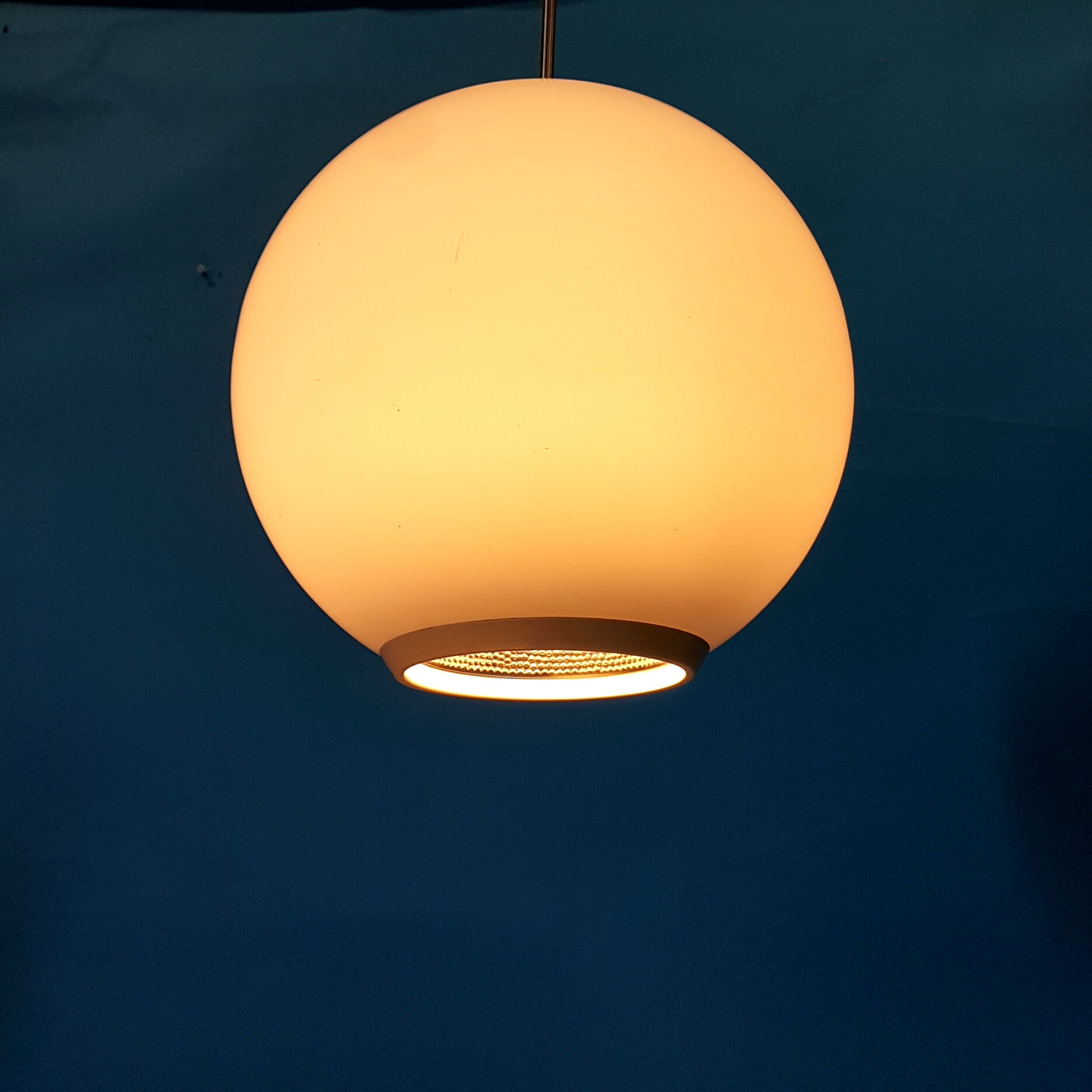 Rare opaline glass pendant lamp by Philips, 1960s