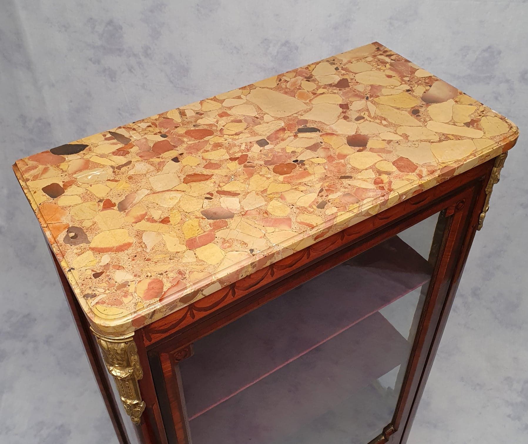 Louis XVI style showcase in marquetry - rosewood - rosewood - 19th