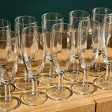 10 flûtes à champagne vintage en verre à facettes