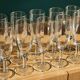 10 vintage champagne flutes in faceted glass