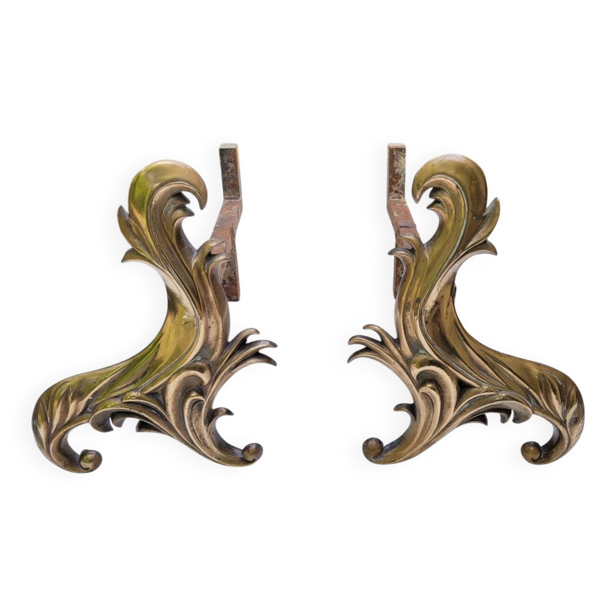 Gilded bronze chenets from the 19th century