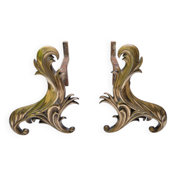 Chenets en bronze doré XIXe