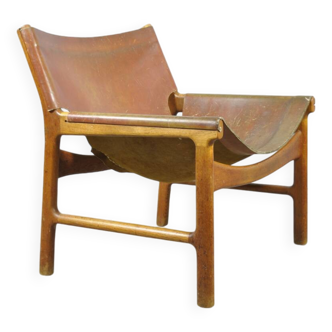 A/S MIKAEL LAURSEN / vintage leather easychair / Illum Wikkelsø / Denmark 1960s