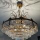 Old bronze waterfall chandelier with crystal tassels