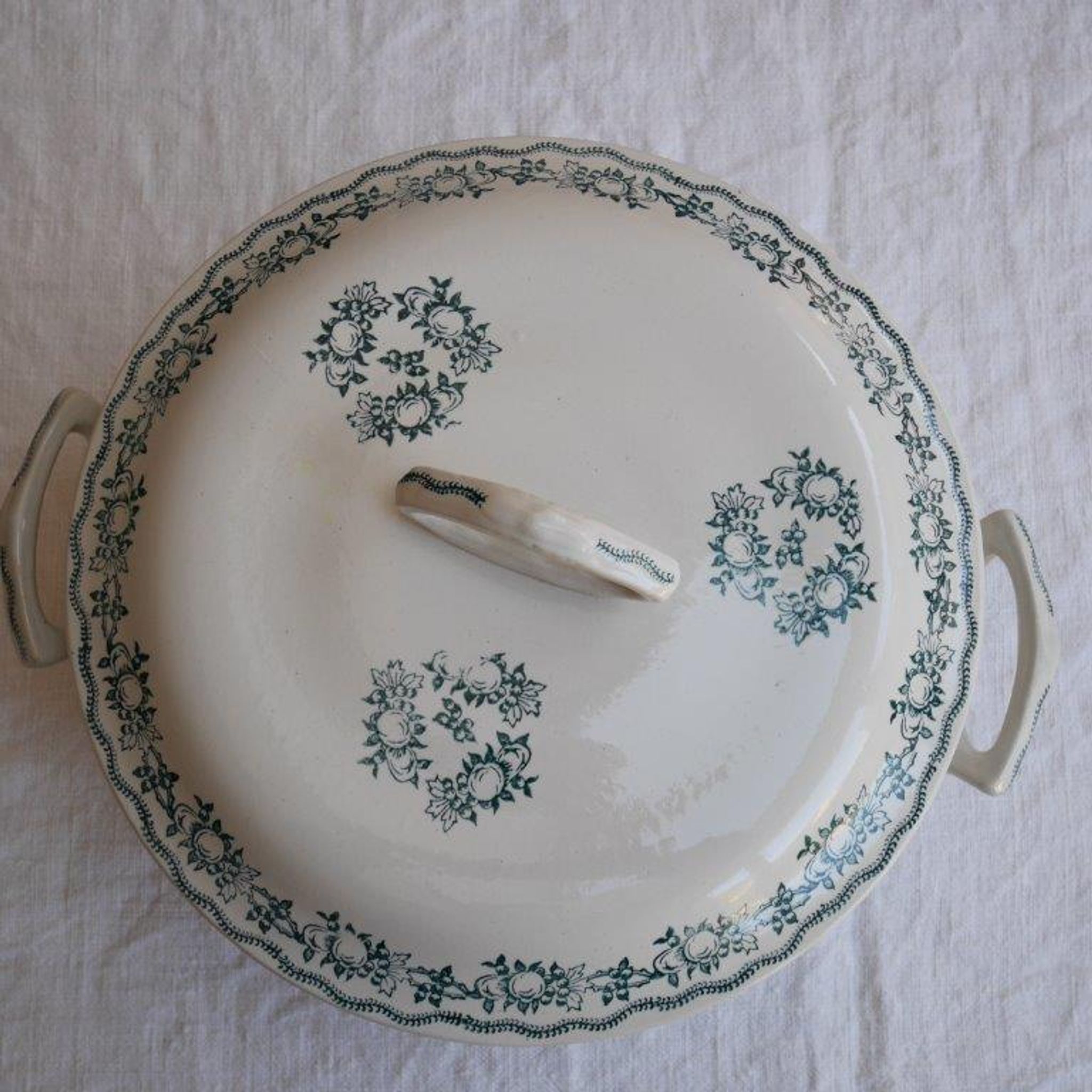 Soup bowl Saint Amand, green pattern - model 4025