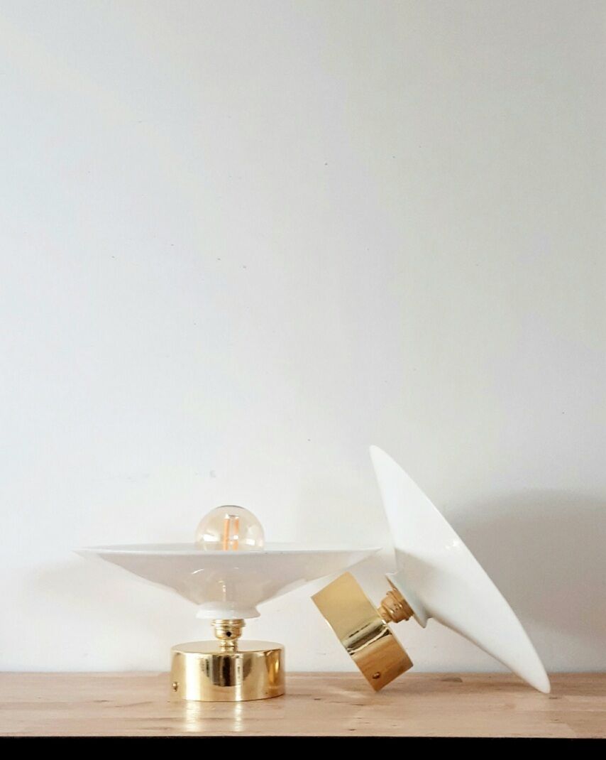 Vintage white opaline wall lamp lot