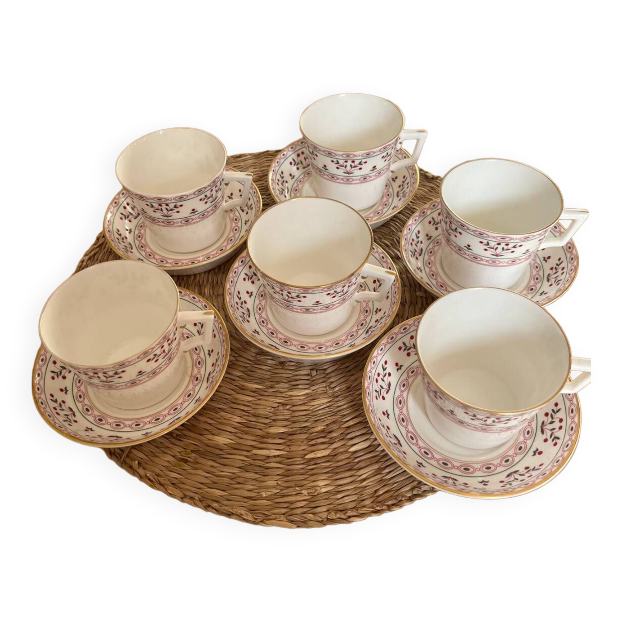 6 tasses à thé en porcelaine anglaise