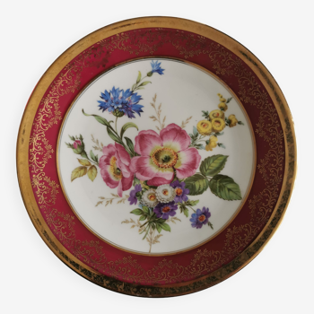 Assiette décorative en porcelaine de Limoges thème fleuri
