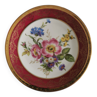 Decorative plate in Limoges porcelain floral theme