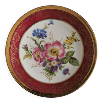 Assiette décorative en porcelaine de Limoges thème fleuri