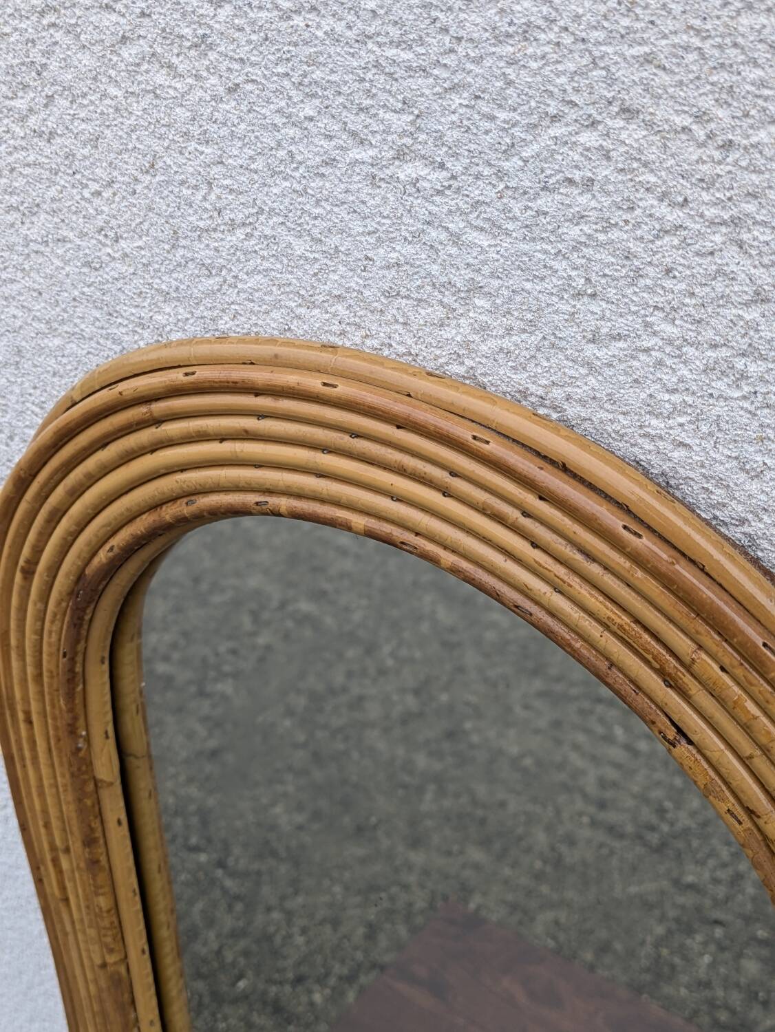 Vintage bamboo rattan mirror 1960 Italy