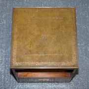 Vintage Bevan Funell Military Campaign Bedside Table with Leather Top