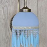 Blue wall lamp with pearl fringes