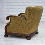 1960s, Danish armchair, furniture wool, solid oak wood.