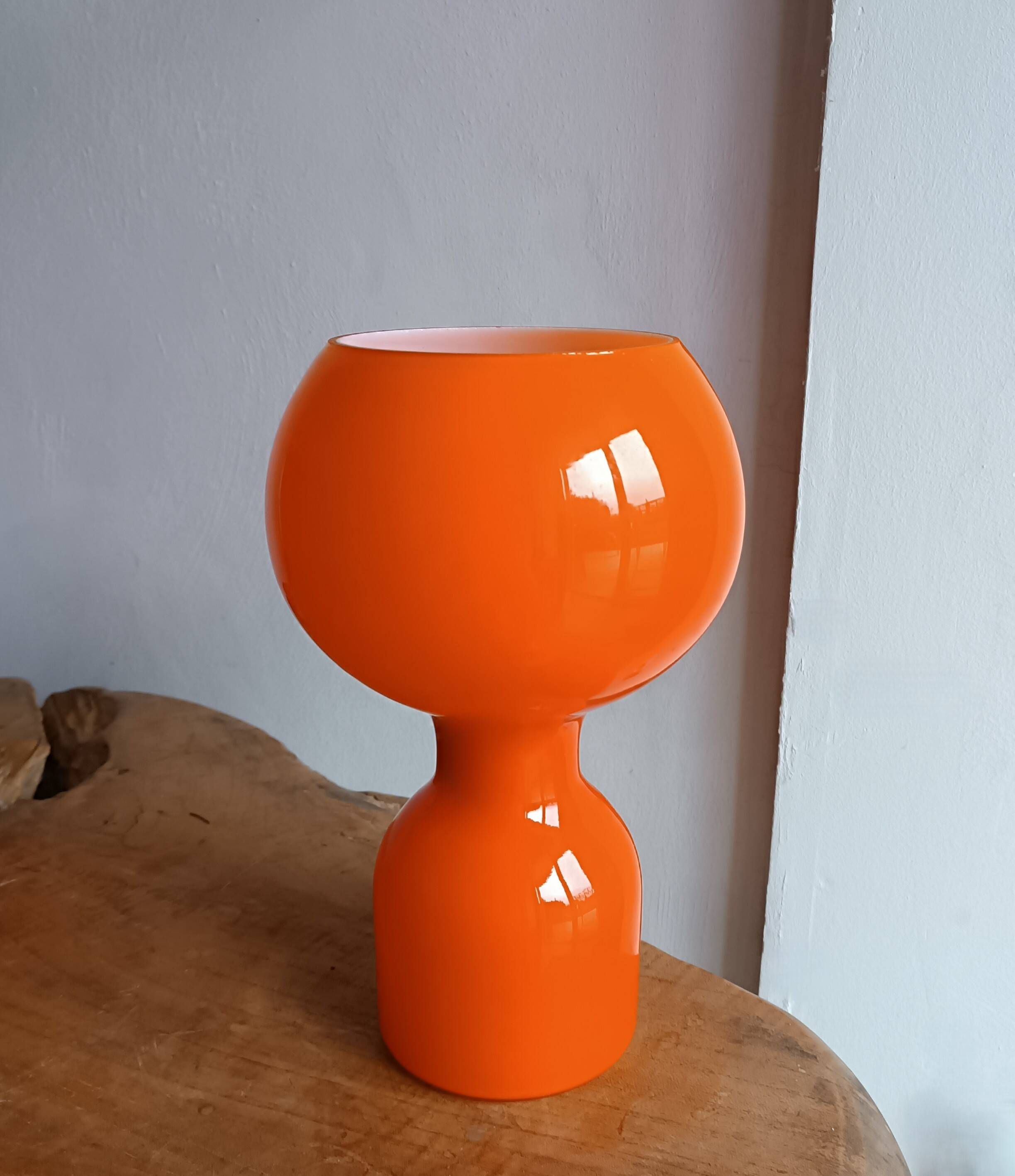 Lampe champignon Space Age en verre opalin orange 1970
