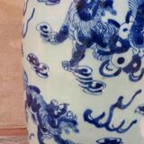 Large Chinese Celadon Vase with Shishi Decor, 19th Century China