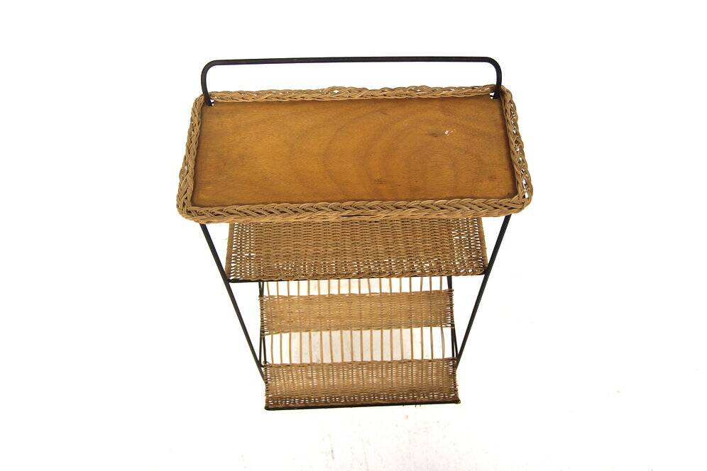 Scandinavian rattan magazine rack, Sweden, 1950s