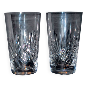 Set of 2 junon water juice glasses in cut crystal cristallerie lorraine lemberg