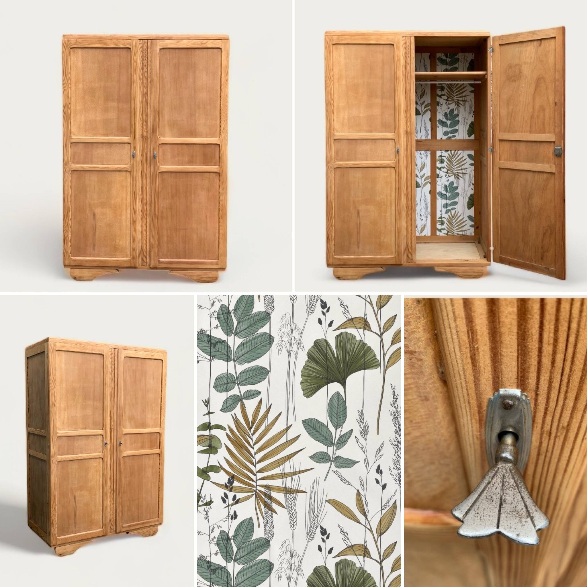 Parisian art deco wardrobe solid raw wood wardrobe